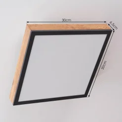 hofstein Plafonnier Salmi LED Couleur bois, Noir, Blanc, 1 lumière