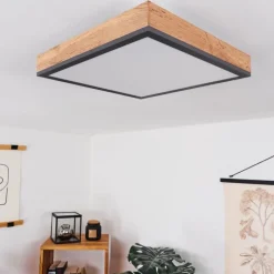 hofstein Plafonnier Salmi LED Couleur bois, Noir, Blanc, 1 lumière