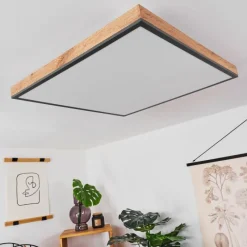 hofstein Plafonnier Salmi LED Couleur bois, Noir, Blanc, 1 lumière