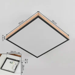 hofstein Plafonnier Salmi LED Couleur bois, Noir, Blanc, 1 lumière