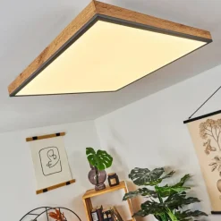 hofstein Plafonnier Salmi LED Couleur bois, Noir, Blanc, 1 lumière