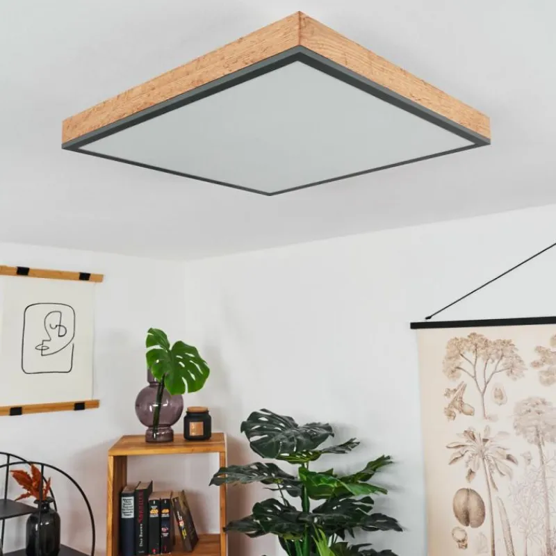 hofstein Plafonnier Salmi LED Couleur bois, Noir, Blanc, 1 lumière