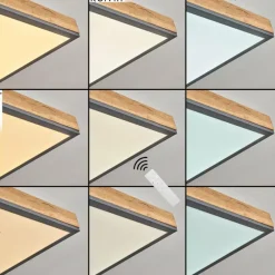 hofstein Plafonnier Salmi LED Couleur bois, Noir, Blanc, 1 lumière, Télécommandes