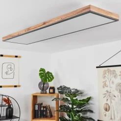 hofstein Plafonnier Salmi LED Couleur bois, Noir, Blanc, 1 lumière, Télécommandes