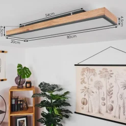 hofstein Plafonnier Salmi LED Couleur bois, Noir, Blanc, 1 lumière