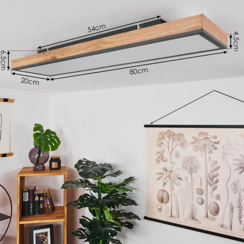 hofstein Plafonnier Salmi LED Couleur bois, Noir, Blanc, 1 lumière