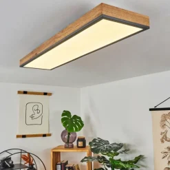 hofstein Plafonnier Salmi LED Couleur bois, Noir, Blanc, 1 lumière