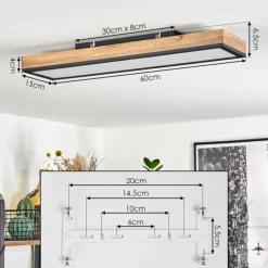 hofstein Plafonnier Salmi LED Couleur bois, Noir, Blanc, 1 lumière