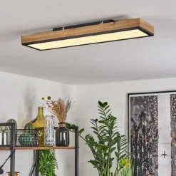 hofstein Plafonnier Salmi LED Couleur bois, Noir, Blanc, 1 lumière