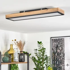 hofstein Plafonnier Salmi LED Couleur bois, Noir, Blanc, 1 lumière