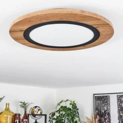 Luminaires Scandinaves-hofstein Plafonnier Salmi LED Couleur bois, Noir, 1 lumière