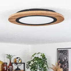 Luminaires Scandinaves-hofstein Plafonnier Salmi LED Couleur bois, Noir, 1 lumière