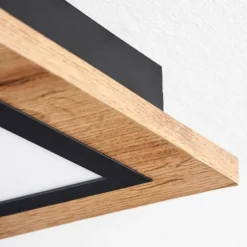 Luminaires Scandinaves-hofstein Plafonnier Salmi LED Couleur bois, Noir, 1 lumière, Télécommandes