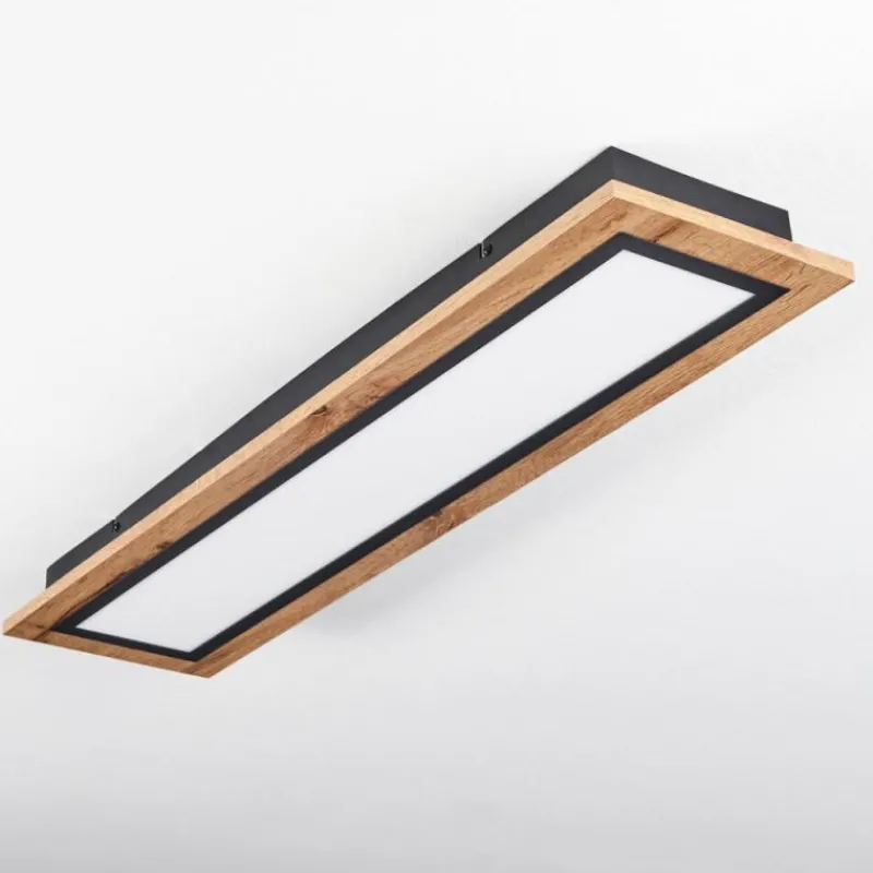 Luminaires Scandinaves-hofstein Plafonnier Salmi LED Couleur bois, Noir, 1 lumière, Télécommandes