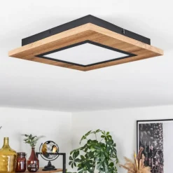 Luminaires Scandinaves-hofstein Plafonnier Salmi LED Couleur bois, Noir, 1 lumière