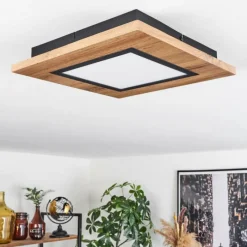 Luminaires Scandinaves-hofstein Plafonnier Salmi LED Couleur bois, Noir, 1 lumière