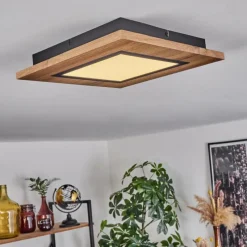 Luminaires Scandinaves-hofstein Plafonnier Salmi LED Couleur bois, Noir, 1 lumière