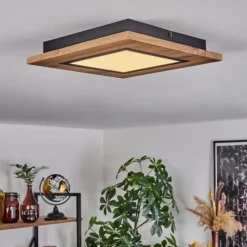 Luminaires Scandinaves-hofstein Plafonnier Salmi LED Couleur bois, Noir, 1 lumière