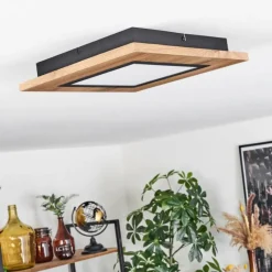 Luminaires Scandinaves-hofstein Plafonnier Salmi LED Couleur bois, Noir, 1 lumière