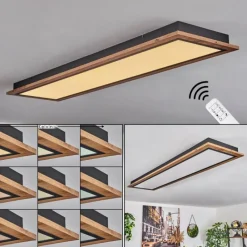 Luminaires Scandinaves-hofstein Plafonnier Salmi LED Couleur bois, 1 lumière, Télécommandes