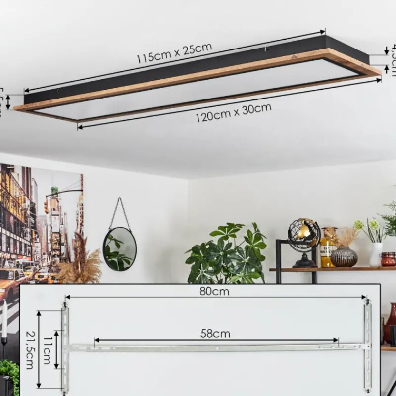 Luminaires Scandinaves-hofstein Plafonnier Salmi LED Couleur bois, 1 lumière, Télécommandes