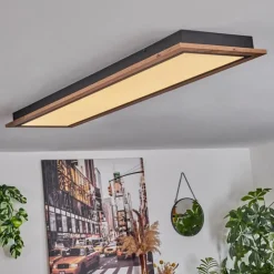 Luminaires Scandinaves-hofstein Plafonnier Salmi LED Couleur bois, 1 lumière, Télécommandes