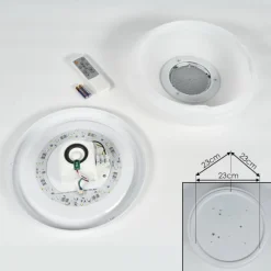 hofstein Plafonnier Sambani LED Chrome, Blanc, 1 lumière, Télécommandes, Changeur de couleurs