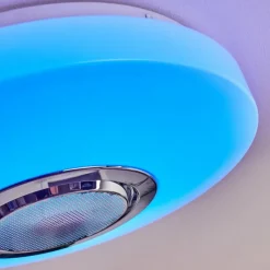 hofstein Plafonnier Sambani LED Chrome, Blanc, 1 lumière, Télécommandes, Changeur de couleurs