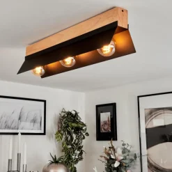 Luminaires Scandinaves-hofstein Plafonnier Sangkor Écru, Noir, 3 lumières