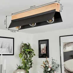 Luminaires Scandinaves-hofstein Plafonnier Sangkor Écru, Noir, 3 lumières