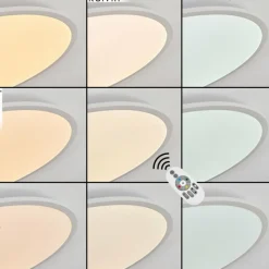 hofstein Plafonnier Sani LED Blanc, 1 lumière, Télécommandes, Changeur de couleurs