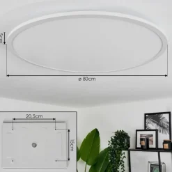 hofstein Plafonnier Sani LED Blanc, 1 lumière, Télécommandes, Changeur de couleurs