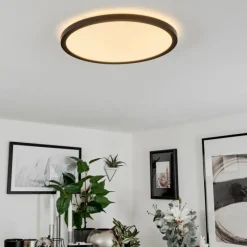 hofstein Plafonnier Sasinhosa LED Noir, 1 lumière, Télécommandes