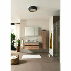 Lampes En Bois-SCHÖNER WOHNEN-Kollektion Plafonnier Wood LED Couleur bois, Noir, 1 lumière