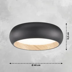 Lampes En Bois-SCHÖNER WOHNEN-Kollektion Plafonnier Wood LED Couleur bois, Noir, 1 lumière