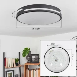hofstein Plafonnier Seewen LED Noir, Blanc, 1 lumière, Télécommandes