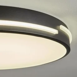hofstein Plafonnier Seewen LED Noir, Blanc, 1 lumière, Télécommandes