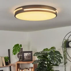 hofstein Plafonnier Seewen LED Noir, Blanc, 1 lumière, Télécommandes