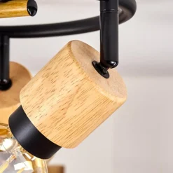 hofstein Plafonnier Sezze Bois clair, Noir, 3 lumières