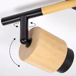 hofstein Plafonnier Sezze Bois clair, Noir, 2 lumières