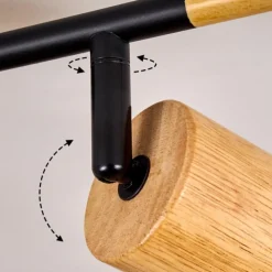 hofstein Plafonnier Sezze Bois clair, Noir, 4 lumières