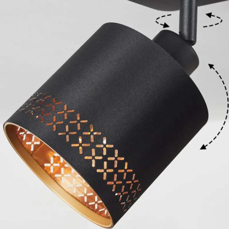 Lampes En Tissu-hofstein Plafonnier Shoi Noir, 3 lumières