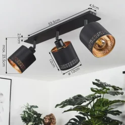 Lampes En Tissu-hofstein Plafonnier Shoi Noir, 3 lumières