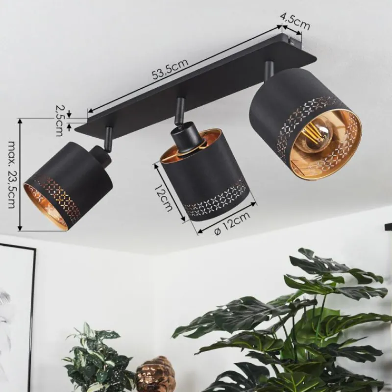 Lampes En Tissu-hofstein Plafonnier Shoi Noir, 3 lumières