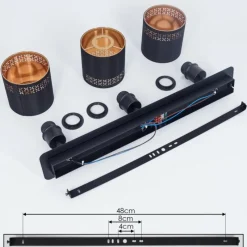 Lampes En Tissu-hofstein Plafonnier Shoi Noir, 3 lumières