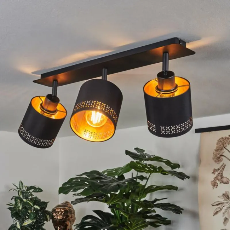 Lampes En Tissu-hofstein Plafonnier Shoi Noir, 3 lumières