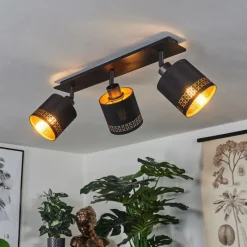 Lampes En Tissu-hofstein Plafonnier Shoi Noir, 3 lumières