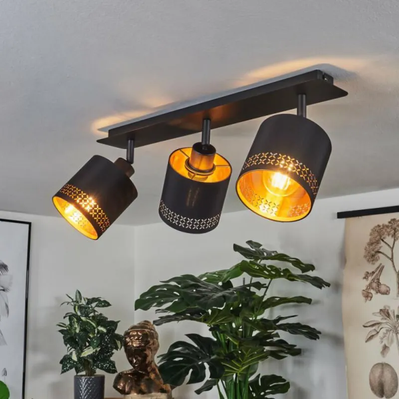 Lampes En Tissu-hofstein Plafonnier Shoi Noir, 3 lumières