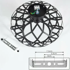 Lampes Vintages & Rétros-hofstein Plafonnier Shupá Noir, 1 lumière