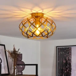 Lampes Dorées-hofstein Plafonnier Shupá Or, Laiton, 1 lumière